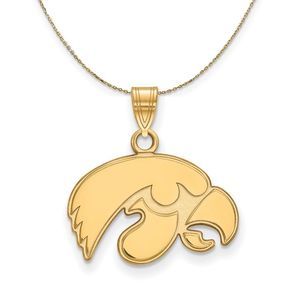 14k Yellow Gold U. of Iowa Small Mascot Necklace - 22 Inch